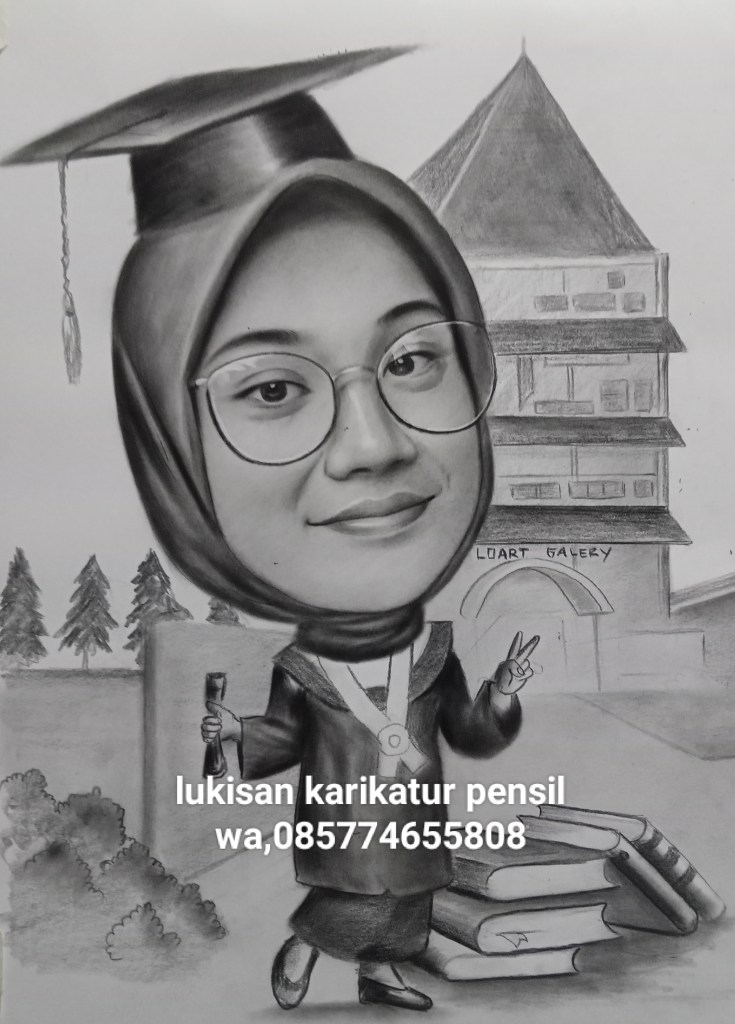 Karikatur wajah  pensil ,hadiah wisuda