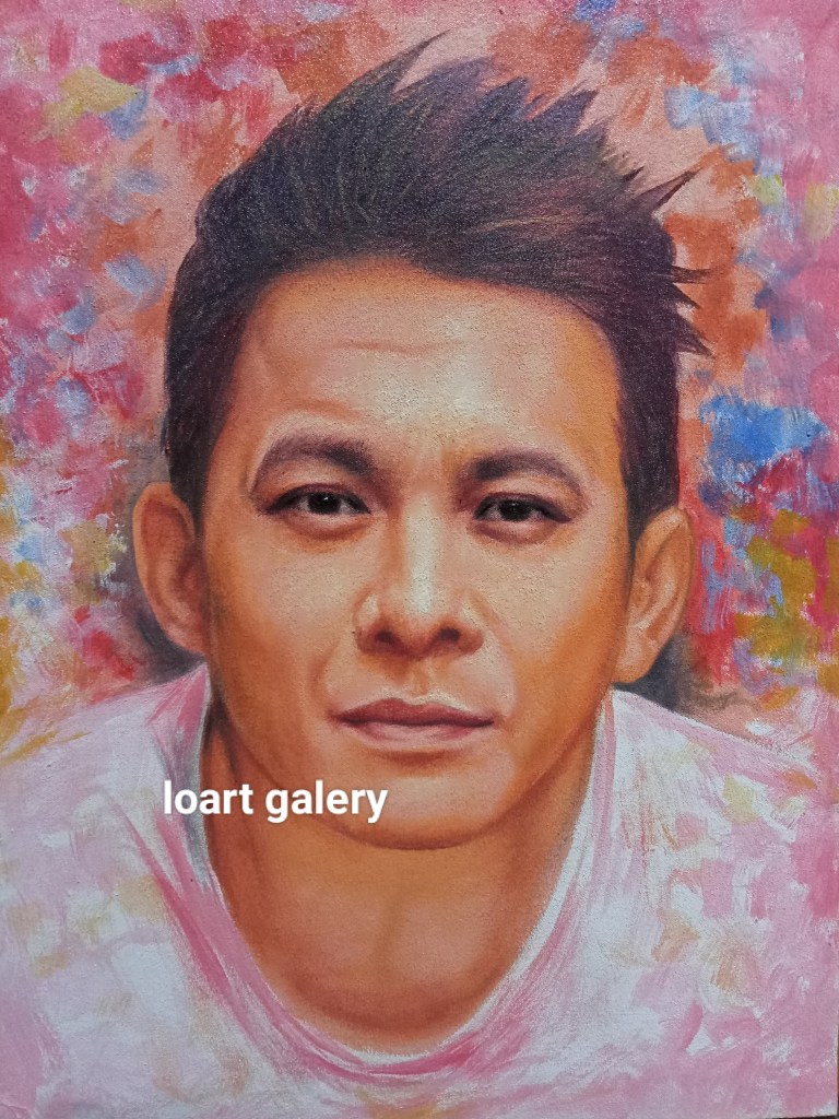 Lukisan ariel noah di atas kanvas menggunakan cat minyak