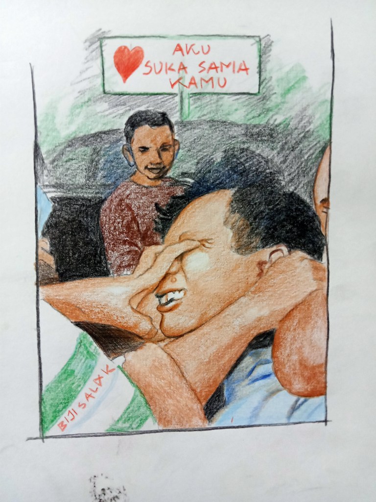 Sketsa wajah pensil berwarna